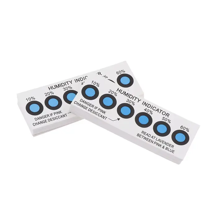 Carte indicatrice d'humidité pour tester l'humidité dans les conteneurs fermés, carte de test 10%-60%, carte d'humidité bleue à six points