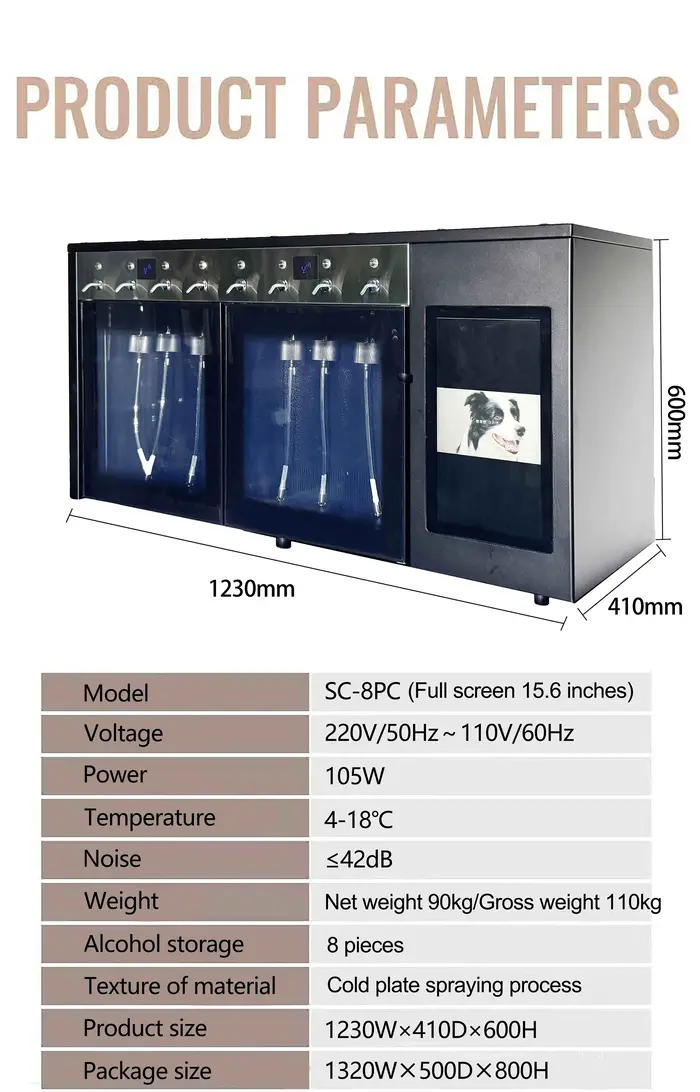 Préservateur de vin électrique commercial en acier inoxydable