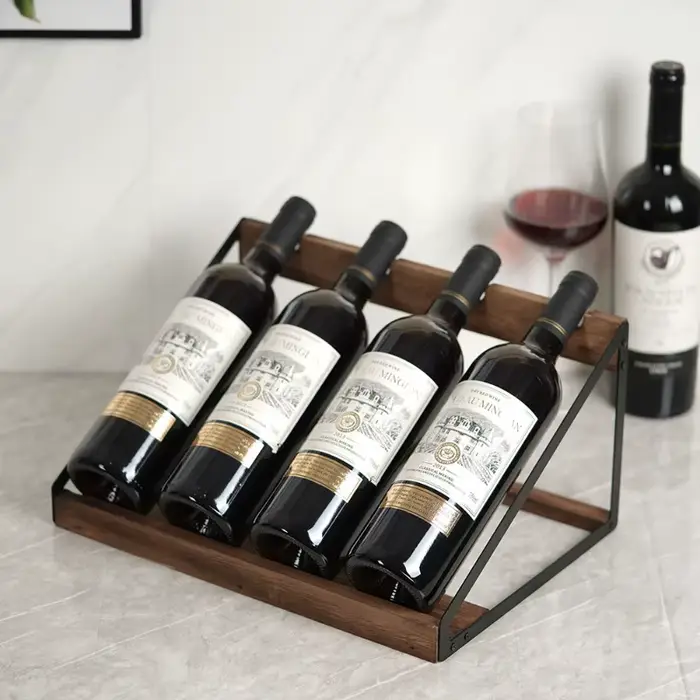 Casier à vin trapézoïdal-présentoir incliné à 4 bouteilles