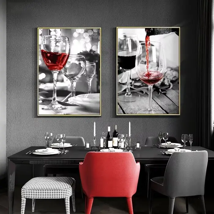 Affiche de vin rouge et verre à vin