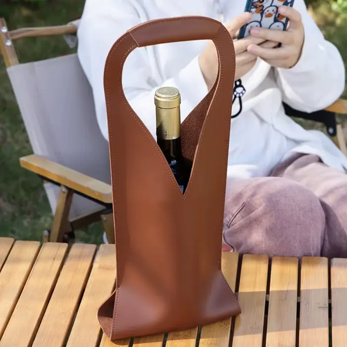 Sac de transport pour bouteille de vin, style vintage, en similicuir, élégant, pour les amateurs de 