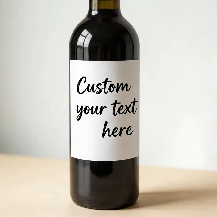 Étiquettes de vin personnalisées 3"x4" (7.6x10.16cm) en papier ou autocollant vinyle imperméable pour bouteille de vin